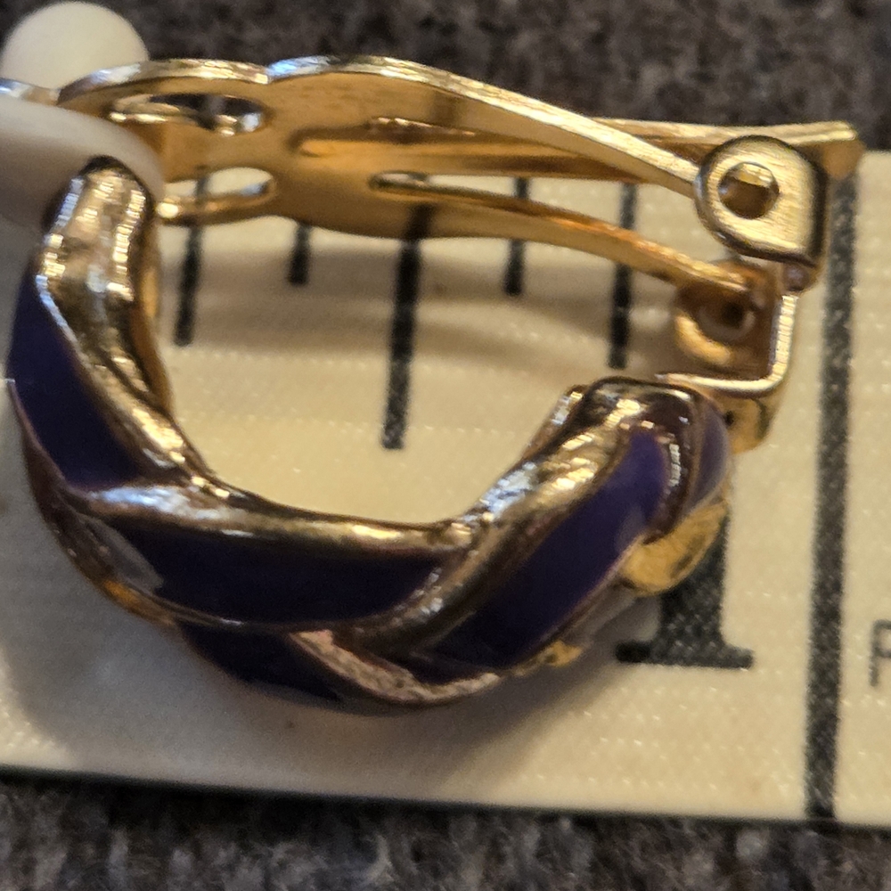 Vintage CoroCraft Purple Necklace & Clip Earrings‎ Set Gold Tone Mid Century - Picture 7 of 7